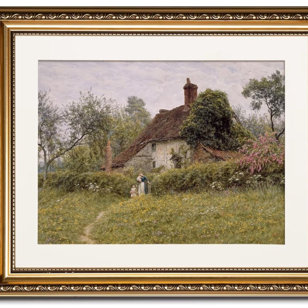 Framed Cottage Landscape Art Print